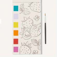 Pocket Watercolor Painting Book - Mini Watercolor Paint Pads, Fruit Pattern Watercolor Workbook Set,Travel Paint Watercolor Coloring Book Set For, Adults, Boys And Girls, Party Birthday - Pink - View 3