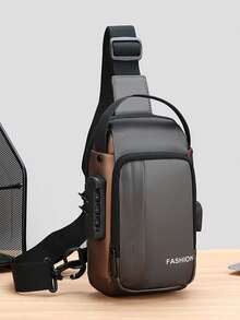 1 件装新款多功能男士胸包、运动/骑行单肩斜挎包带锁