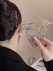 1个女士金属高品质大号黑色/银色/金色发夹，尺寸为4.52英寸/11.5厘米，简约时尚，优雅复古宫廷风格，适合日常发型、化妆、沐浴、通勤、度假、上学、派对、节日、送礼、发髻延长、发髻制作、发髻发片、发型设计发夹、发卡、发夹、发卡、黑色配饰、发饰、头部配饰 - 彩色 - 查看 10