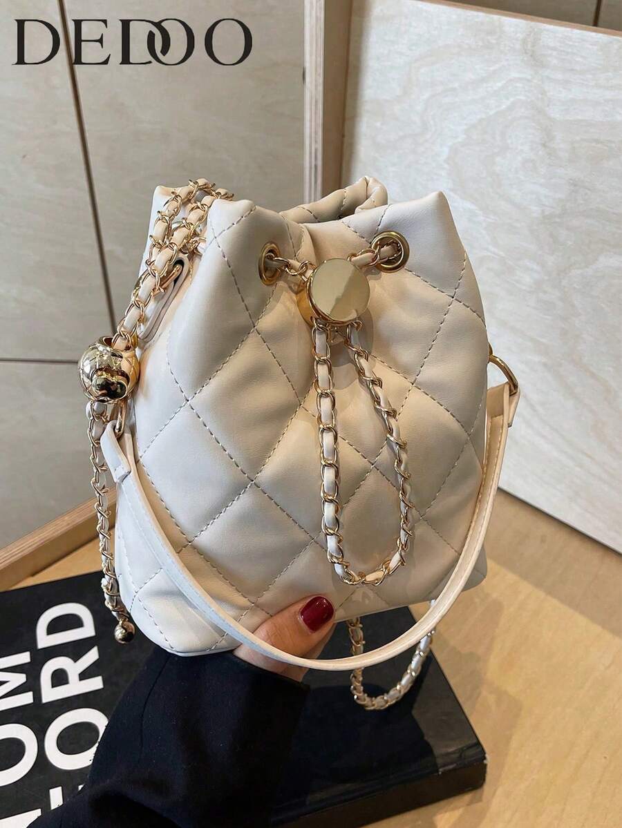 Dedoo 2024 New Women's Quilted Chain Strap Shoulder Bucket Bag