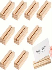 2/10 件木质桌号牌架木质座位卡架照片架亚克力标牌架适用于仪式生日派对家居装饰 - 原木色 - 查看 2