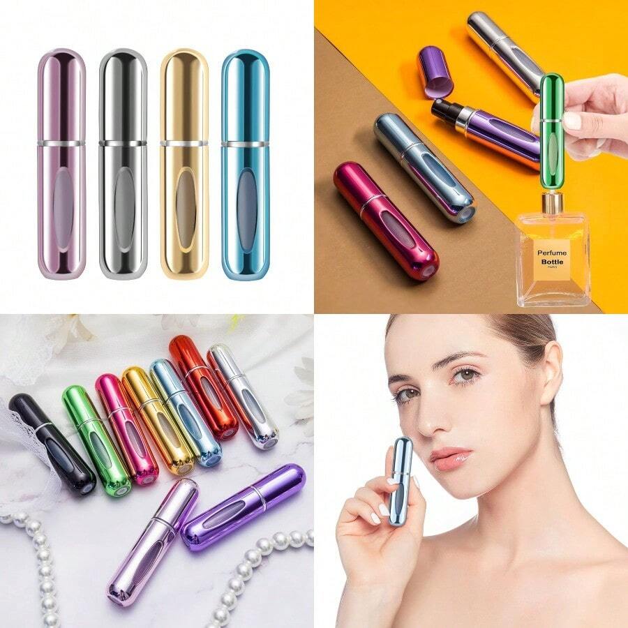 [JUN CAN]Yamadura Portable Mini Refillable Atomizer Perfume Bottle 5ml Refillable Atomizer Perfume Spray Scent Pump Case For Traveling And Outgoing 4 Pack - HồngVàngXanhBạc - Xem 1