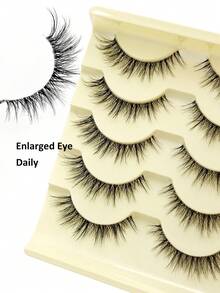 5 Pairs Rikuaild Natural Cat Eye False Eyelashes, Soft & Fluffy, Transparent Lash Band, Suitable For Beginners, Can Be Used For Cosplay And Doll Makeup, Daily Makeup, False Eyelashes - Natural Lashes - View 6