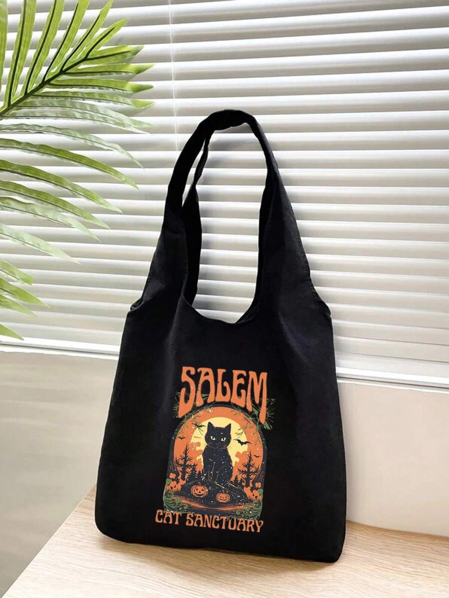 女士时尚手提包、单肩包、便携式购物袋、万圣节礼物、读书周、简易旅行收纳袋、多功能购物袋，适合日常、通勤、旅行、野餐、露营、户外、探险或购物、送女友、送家人、返校季