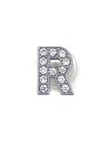 1个合金水钻字母DIY镂空装饰，适用于镂空木屐、博格包、镂空手提包，合金水钻字母装饰配件，可定制用于您的沙滩包和镂空木屐。这些迷人的配件为您的博格包和镂空木屐注入个性化风格和鲜艳色彩。 - 銀色 - 查看 19