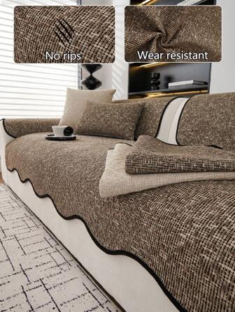 1pc Asymmetrical Chenille Sofa Cushion Cover, Versatile For All Seasons, Modern Minimalist Design, Non-Slip, Dust-Proof, Machine Washable, Soft, Fade-Resistant, Pet-Friendly, Adjustable For Corner Sofa, Bedroom, Office, Living Room Furniture