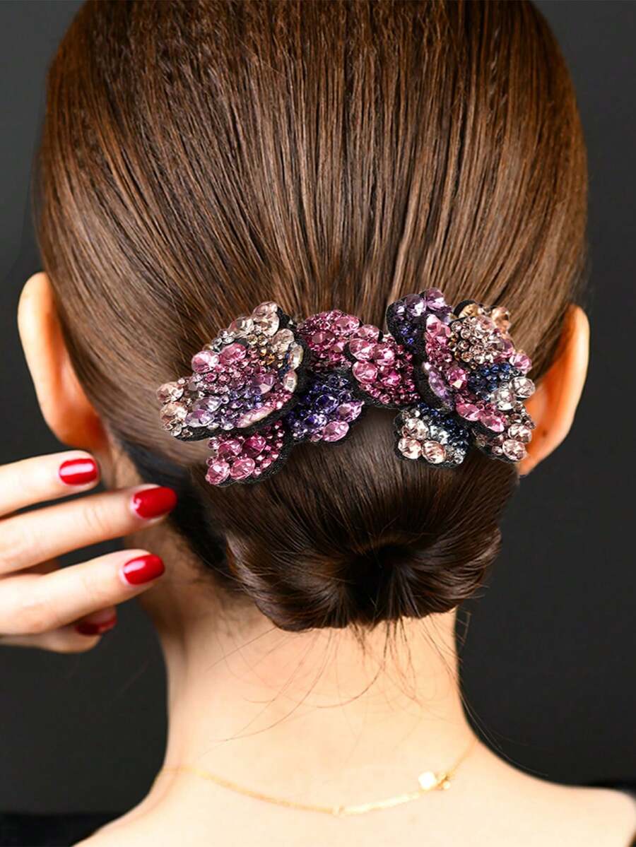 1 buah Jepit Rambut Bunga Rhinestone (Warna Rhinestone Acak), Aksesori Rambut Bunga, Pakaian Liburan Wanita, Aksesori Kepala, Jepit Rambut, Musim Panas, Liburan, Perjalanan, Jepit Rambut, Pesta - MultiWarna - View 1