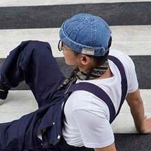 1Pc Men Sports Outdoor Clothing Casual Brimless Hat Brimless Denim Hat Men Women Retro Caps Washed Cowboy Skullcap Fashion Dome Cap Hiking Hat, Head Circumference Adjustable - 1 cái - Xem 3