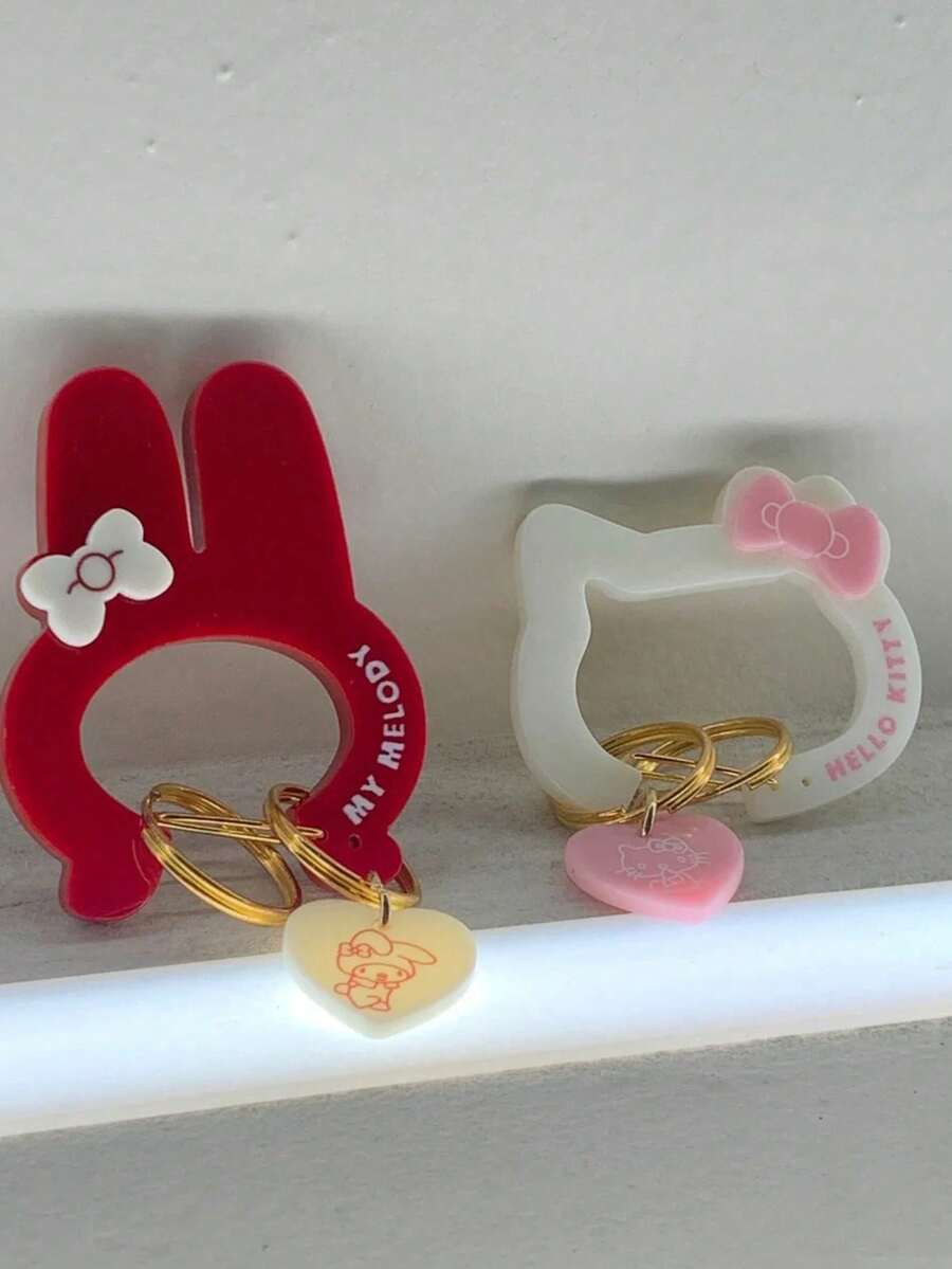 Sanrio 1个Hello Kitty My Melody钥匙扣 动漫可爱时尚背包挂件 情侣节日礼物 装饰扣（部分配件随机发货）