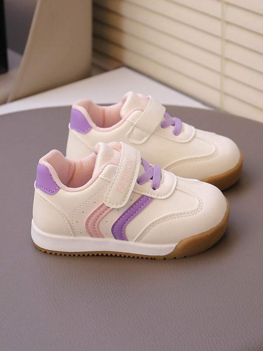 1 Pair Pink Children's Casual Sports Shoes, Leather Upper Breathable Kids Shoes, Comfortable & Fashionable Hook And Loop Closure, Suitable For Spring/Summer, All Season, New Style For Boys And Girls, Infant/Toddler/School Shoes