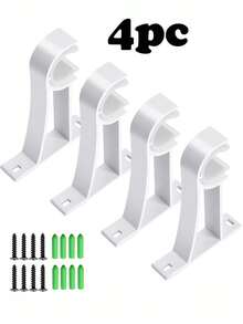 2 件/4 件可调节窗帘杆支架，适合 25-28 毫米厚度，配有螺丝和膨胀塞 - 黑色 - 查看 13