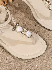 2025 New Bohemian Style Children's Sandals, Bright Leather Sandals In Yellow And Pink, Fashion Design, Beach Sandals, Suitable For High School And College Students - White - View 6