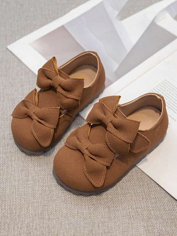 Chaussures  simples de couleur unie pour filles de 2 à 5 ans, chaussures de princesse à nœud papillon avec semelle souple pour l'été