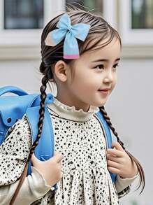 6 件装多色开学蝴蝶结发夹，可爱铅笔鳄鱼夹蝴蝶结，PU 皮革学校发饰，适合女孩、儿童开学第一天日常 - 彩色 - 查看 2