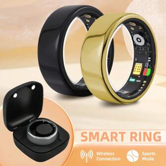 SIMSONLAB Intelligenter Gesundheitsring mit Ladeabteil, Fitness, Schritte, Distanz, Kalorien, Schlaf, Training, Fernfotosteuerung