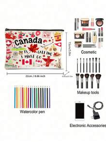 Borsa cosmetica a tema canadese, un must-have per un viaggio in Canada, una borsa da viaggio compatta, un regalo a tema canadese, un organizer portatile per articoli da toeletta, un must-have per viaggi, vacanze, attività lavorative, fitness e all'aperto, una borsa pieghevole leggera con cerniera e grande capacità, borsa da viaggio per articoli essenziali, per la scuola, le vacanze, il ritorno a scuola, cosmetici, borsa da viaggio per donne