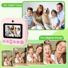 1pc Children's Instant Print Camera: 2.4-Inch Screen, Unicorn-Shaped Digital Toy. Includes 32GB Memory Card And 2 Rolls Of Photo Paper. Perfect For Halloween/Christmas/ Thanksgiving/Birthday Gift, Suitable For Boys And Girls Aged 3-12 (Pink Model).
