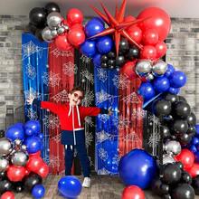 Spider Web Birthday Decorations 2 Pack Spider Party Supplies 3.3x6.6ft Red Blue And Black Spidey Tinsel Foil Fringe Curtains Backdrop Red And Blue Streamers Spider Theme Party Decorations - 藍紅與黑 - 查看 2