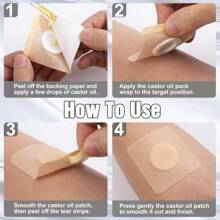 50pcs Castor Oil Pack Wraps, Disposable Self-Adhesive Organic Cotton Skin Covers For Abdomen Care, Absorbent Belly Button Pads For Abdomen Knees Feet- Skin Color - Brown - View 3