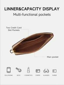 Coach Corner Zip Wristlet Wallet Bag For Women Small Wrist Clutch Purse Leather Cell Phone Wallet Women's Mini Handbag With Detachable Wrist Strap