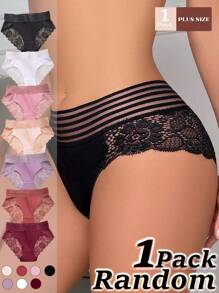 FOVTY 1PC Plus Size Women's Lace Sexy Panties Breathable And Comfortable Yogashort