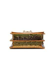 Crocodile - Embossed Mini Top - Handle Bag: Chain Strap, Dual - Compartment Design For Chic Daily Looks - Goldfish Brown - View 7