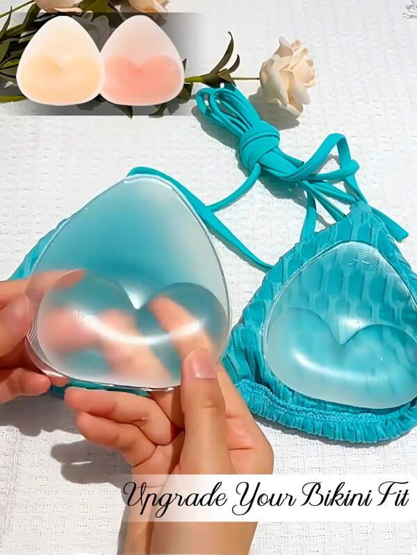 1 par de almohadillas de silicona reutilizables para el pecho - Almohadillas invisibles de push up, insertos de soporte para el pecho, almohadillas de realce suaves y gruesas, que levantan naturalmente los pechos, perfectas para bikinis, vestidos y tops de cuello halter