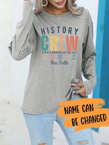 Plus Size Custom Print Long Sleeve Pajama Top, Back To School Season, Fall, Cozy