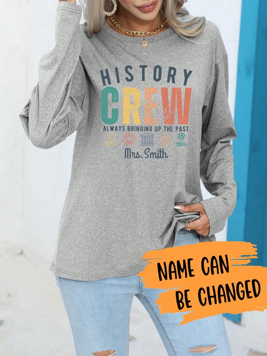 Plus Size Custom Print Long Sleeve Pajama Top, Back To School Season, Fall, Cozy