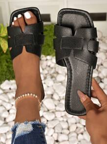 1 Pair Bohemian Style Solid Color Quilted Elegant Vacation Sporty Chic Casual Commute Business Wedding Retro PU Leather Hollow Out Distressed Women Sandals, Suitable For Beach, Holiday, Wedding, School, Office, Outdoor, Spring/Autumn