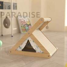 1pc Sisal Cat Scratching Post - All-In-One Vertical Scratcher & Resting Perch With Scratching Ball - Low-Dust Cat Accessory - Multicolor - View 9