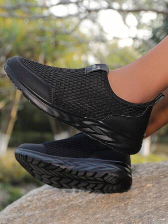 Men's Fashion Comfortable Casual Shoes, Men's Durable Non-Slip Rubber Sole Sneakers, Soft Mesh Fabric Uppers Suitable For Hiking Or Daily Wear, Men's Slip-On Shoes, Middle-Aged & Elderly Fitness Walking Shoes, Middle-Aged & Elderly Casual Shoes, All-Black Work Shoes, Soft Sole Lightweight Running Shoes, Men's Walking Shoes, Women's Slip-On Shoes, Women's Casual Shoes, Women's Athletic Shoes, Women's Walking Shoes, Black Training Shoes, Mom Shoes, Shoes
