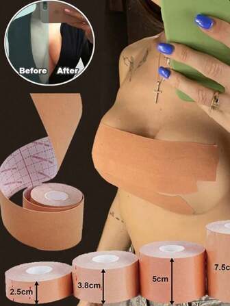 Bröstlyftningstejp, Anti-hängande Osynlig Andningsbar Sömlös Självhäftande Bröstlyftningstejp, Osynlig Sammandragande Sporttejp Muskelplåster, Damtejp Osynlig BH Bröstkräm, Icke-vävt Tyg Bröstplåster 1st
