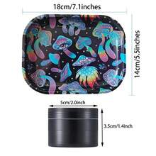 万圣节主题手动研磨器/研磨器套装，4 件套，3 腔锌合金研磨器，7.1x5.5 英寸金属卷烟托盘，多功能香烟研磨器套装，香料研磨器 - 送给亲朋好友的理想礼物