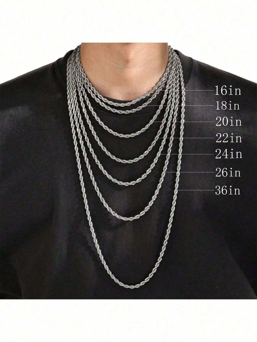 1 Pc Fashion Street Simple Style Stainless Steel Men's Chain - Silver - View 1