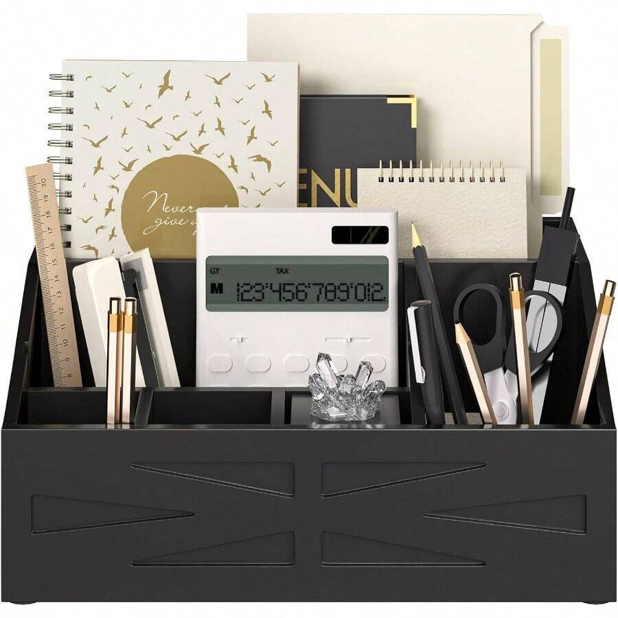 Large Mail Organizer Countertop, Farmhouse Desk And Kitchen Countertop Storage, Letter Sorter, Desk Mail And Bill Organizer, Desktop File And Paper Holder - màu đen - Xem 1