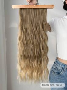 22 Inch Brown With Golden Highlights Clip-In Hair Extensions, 16 Clips, 7 Piece Full Head Synthetic Hair Extensions For Women - Blonde Ombre - View 4