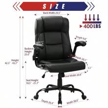 Big And Tall Office Chair 400LBS Wide Seat Ergonomic Computer Desk Chair High Back Executive Leather Chair Adjustable Task Chair Lumbar Back Support 8 Hours Heavy Duty Design 9189 Black - Black - View 2