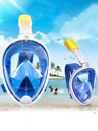 1pc Upgraded Full Face Silicone Snorkel Mask, Large Frame Panoramic Snorkel Mask With Camera Mount, Anti-Fog Swimming Goggles - For Adults