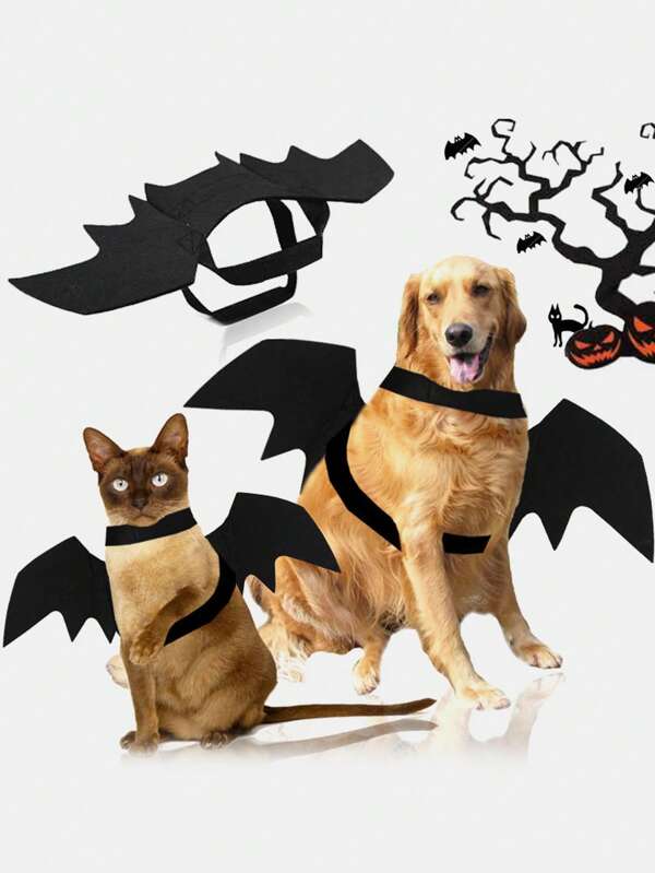 1 pieza Disfraz de alas de murciélago de fieltro para perros y gatos medianos y grandes, decoración de Halloween