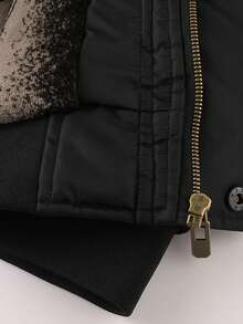 LEDUNTINO Men's Autumn/Winter Fashion Zipper Outdoor Casual Thickened Jacket, Detachable Fur Collar, Multi-Pockets, Button Closure, Fleece Lining, Windproof - Black - View 8