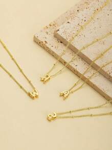 Small Chunky Alphabet Balloon 3D Letter Initials Gold Plated Pendant Necklace For Women Personalized Jewelry