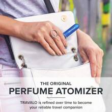 Atomizador de perfume HD clásico Travalo a prueba de fugas y aprobado por TSA para viajes aéreos, rociador de bomba de aire fácil de llenar, diseño ligero y elegante con volumen en ventana azul de 0.17oz