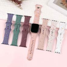 38mm、40mm、41mm、42mm、44mm、45mm、46mm、49mm 表带，男女通用彩色闪光软硅胶表带，兼容 Ultra、SE、11、10、9、8、7、6、5、4、3、2、1 系列 - 奶茶 - 查看 5