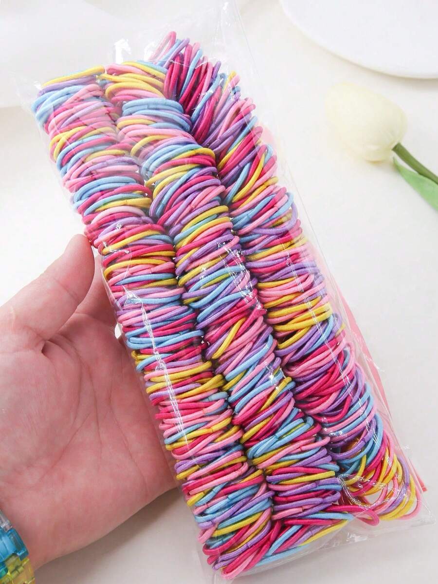200/300 piezas Lazos de pelo elásticos de colores múltiples, alta elasticidad, moda minimalista, adecuados para coleta, duraderos y no dañinos, fáciles de usar a diario
