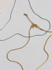 1 Stück 45+5cm vielseitige Edelstahl 18k Goldplattierung Schlangenkette Halskette minimalistisch 1,2mm dünne runde silberne Schlangen Halskette für Damen Lässig Bekleidung das ganze Jahr über