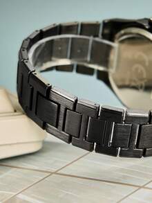 1pc Men's Silver Alloy Band Minimalist Casual Elegant Quartz Watch, Suitable For Daily Wear - Black - View 4