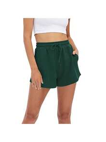 Shorts Athletic Workout Sweat Shorts Women Casual Summer Athletic Shorts Drawstring Comfy Shorts High Waist Running Shorts Spandex Shorts - 綠色 - 查看 2