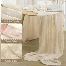 2 piezas Mantel de mesa de estilo bohemio en color marfil y crema de tela de queso, adecuado para baby shower, decoración de boda, fiesta festiva, mesa de comedor