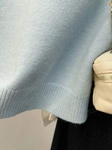 Alicedudu 女式卡通图案圆领套头背心，秋冬 - 淺藍色 - 查看 5